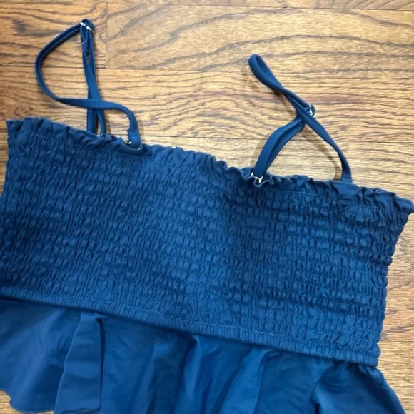 CUPSHE Medium High Waist Bikini Swimsuit Ruffle Two Piece Bathing Suit Teal - Picture 2 of 5